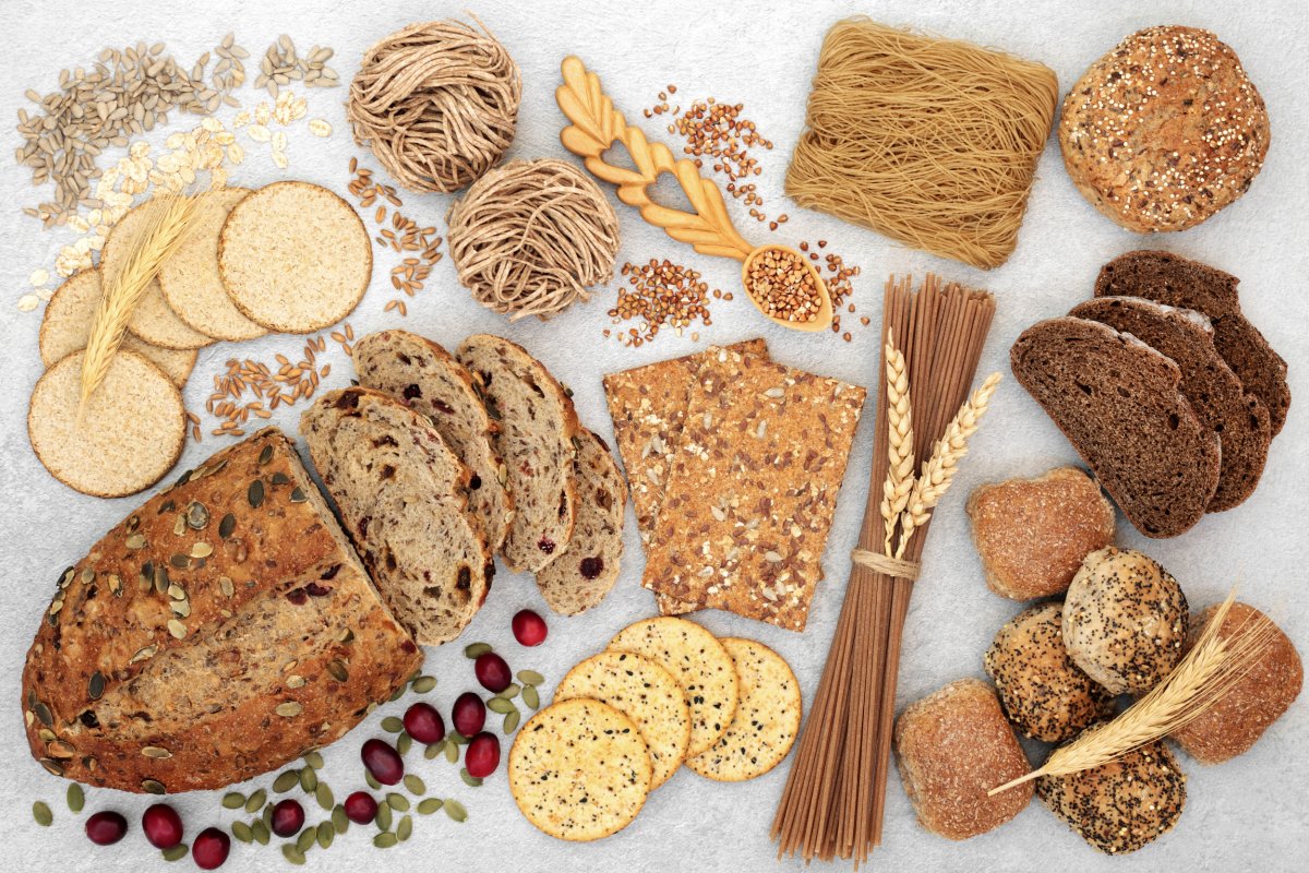 Healthy fiber-rich food with wholemeal bread