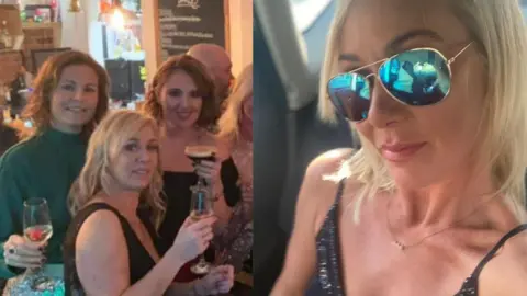 Michelle Sword Video of Michelle Sword before and after her first weight loss using a legitimate provider. The photo on the left shows her drinking in a pub with her friends. On the right, she is taking a selfie. She wears sunglasses and looks slimmer.